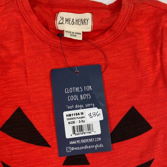 NWT ME & HENRY Orange Pumpkin Shirt Top Size 2 - 3 Jack 0 lantern Halloween - Picture 5 of 6